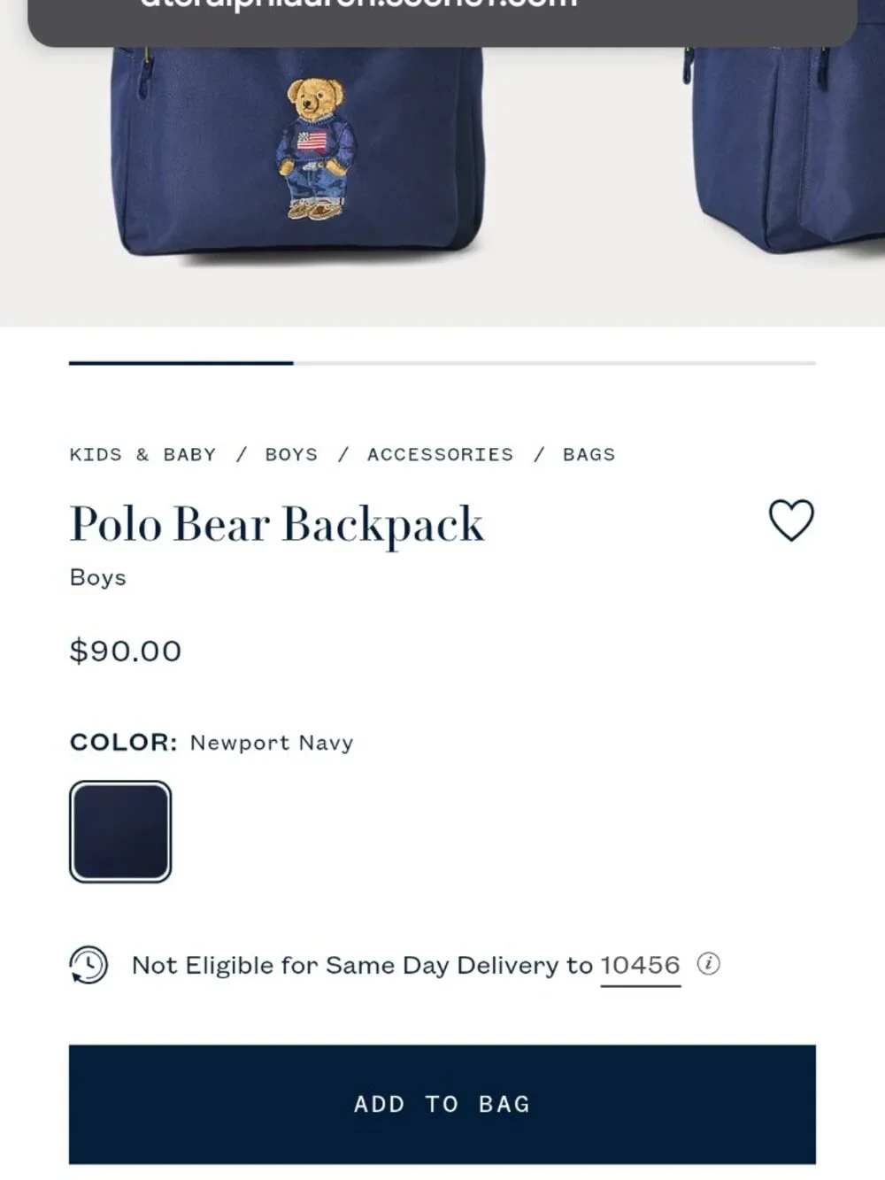 Polo Ralph Lauren Polo Bear Backpack Blue Embroidered Bear Bookbag